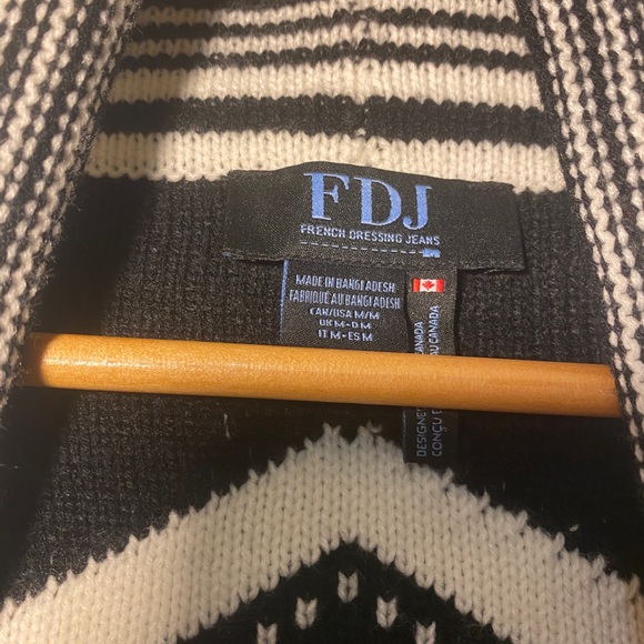 FDJ open front cozy cardigan poncho black white - Picture 6 of 11